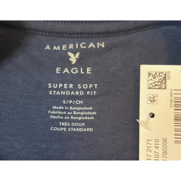 American Eagle Super Soft Navy Blue Long-Sleeve T Shirt Standard Fit Casual - S - Picture 3 of 3